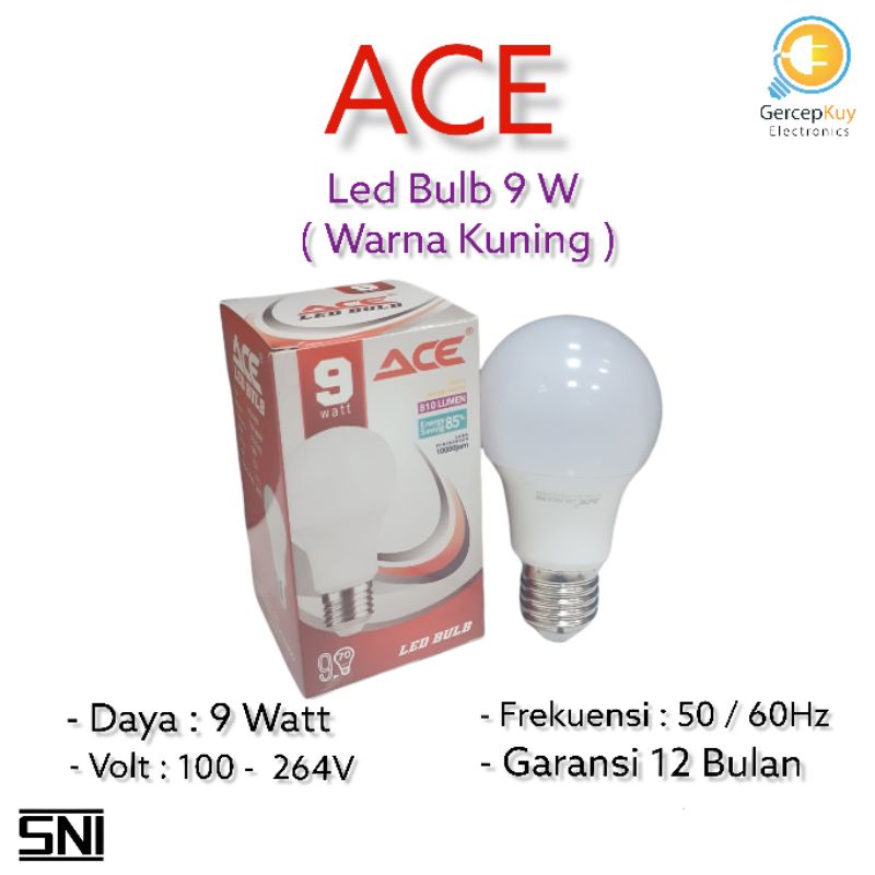 Lampu LED Bulb ACE 9 KUNING E27