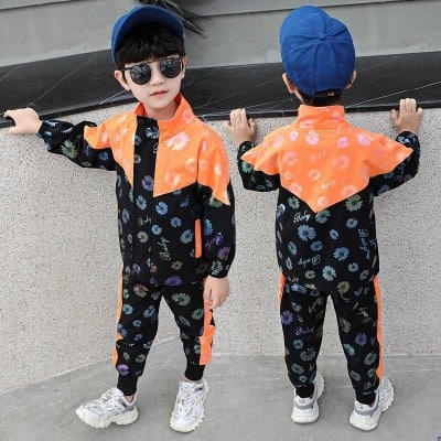 Promo !! Setelan baju anak cowok - setelan jacket baby many flower import uk 3th-6th