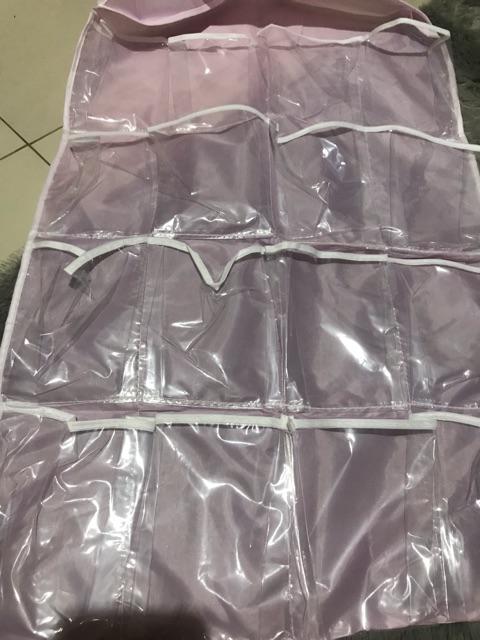 Korean Hanger Pouch 16 Sekat Kaos Kaki Celana Dalam Gantungan Plastik