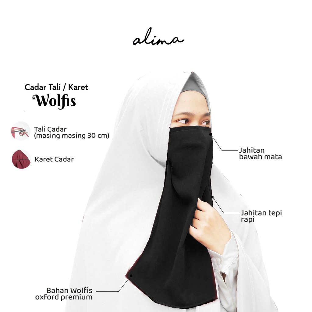 NIQAB CADAR TALI DAN KARET WOLFIS PREMIUM by ALIMA