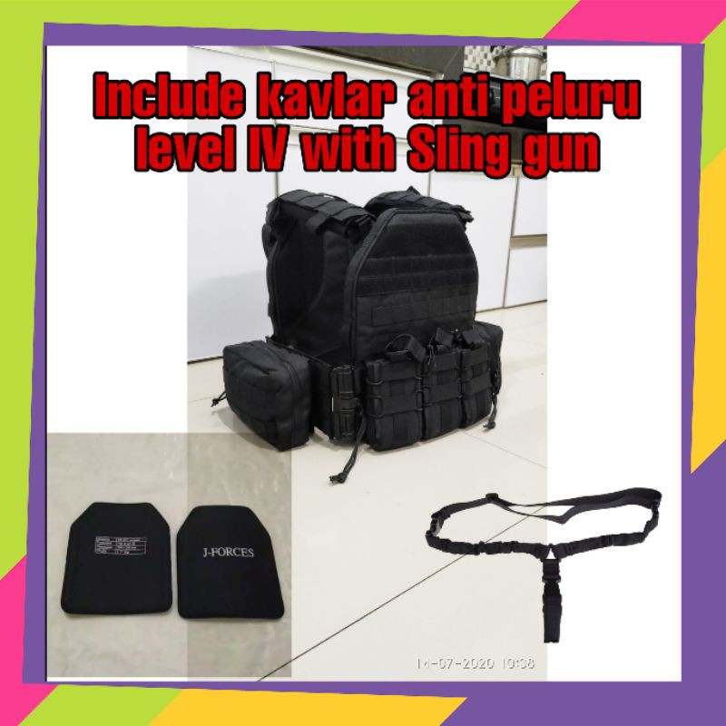 rompi black mamba siap tempur kavlar + Sling sandang