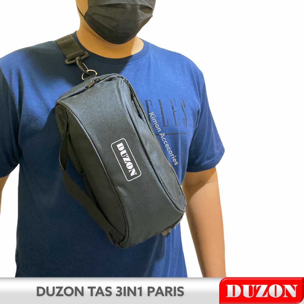 DUZON TAS 3IN1 PARIS MULTIFUNGSI BIKER GYM GUNUNG SELEMPANG PINGGANG