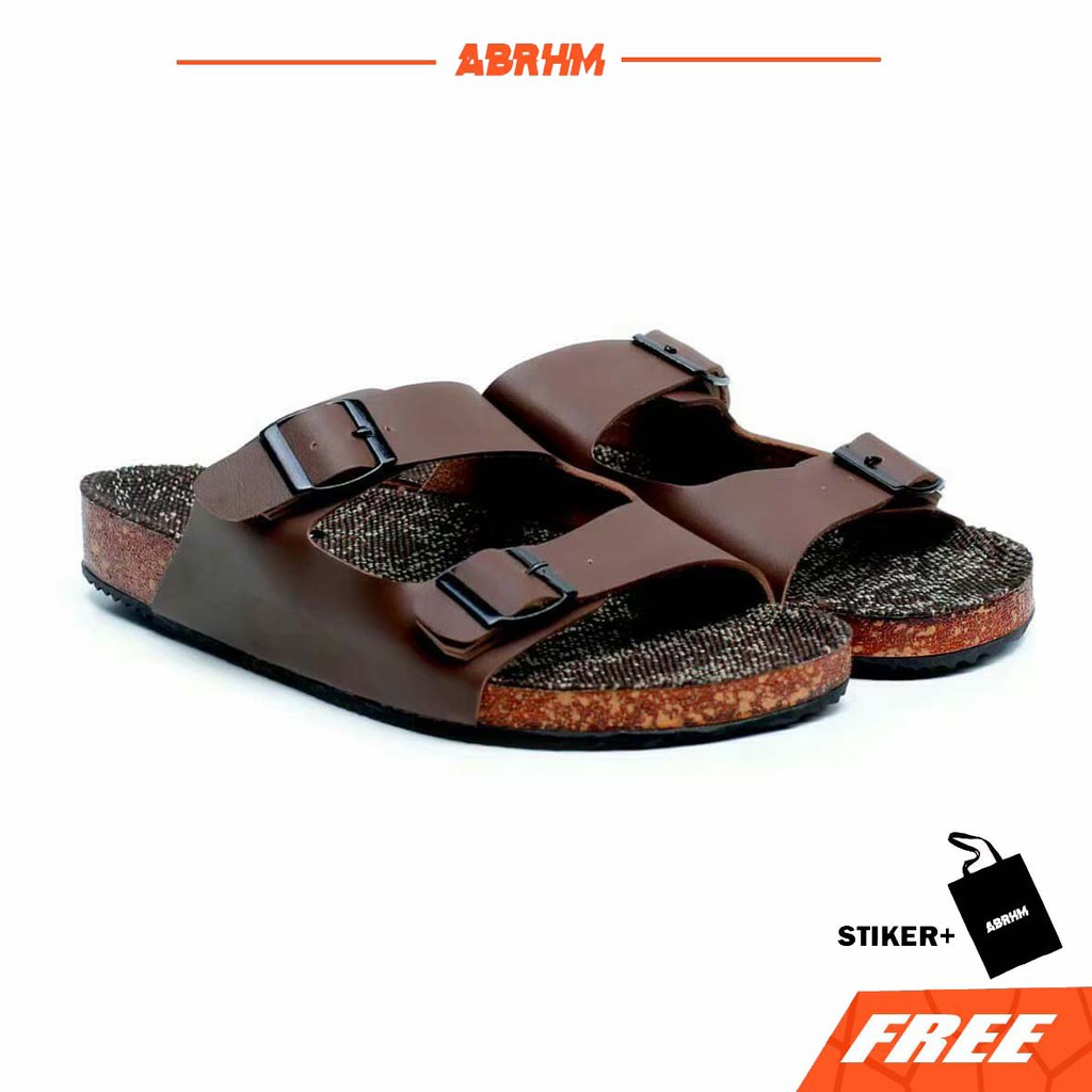 ABRHM Sandal Slide Pria Sandal Slop Pria Kulit Pu Sendal Selop Cowok / Cowo Ori Keren Kekinian