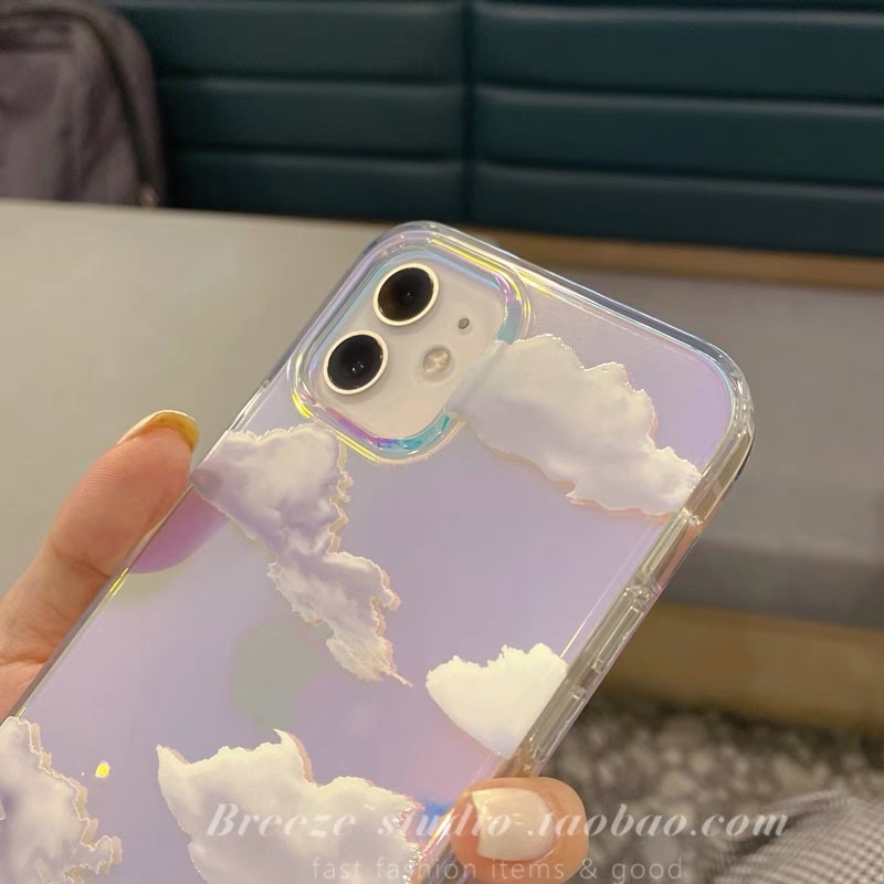 Hologram Rainbow Cloud Softcase for iphone 7/8+ XS XS Max XR 11 Pro Max 12 Pro Max