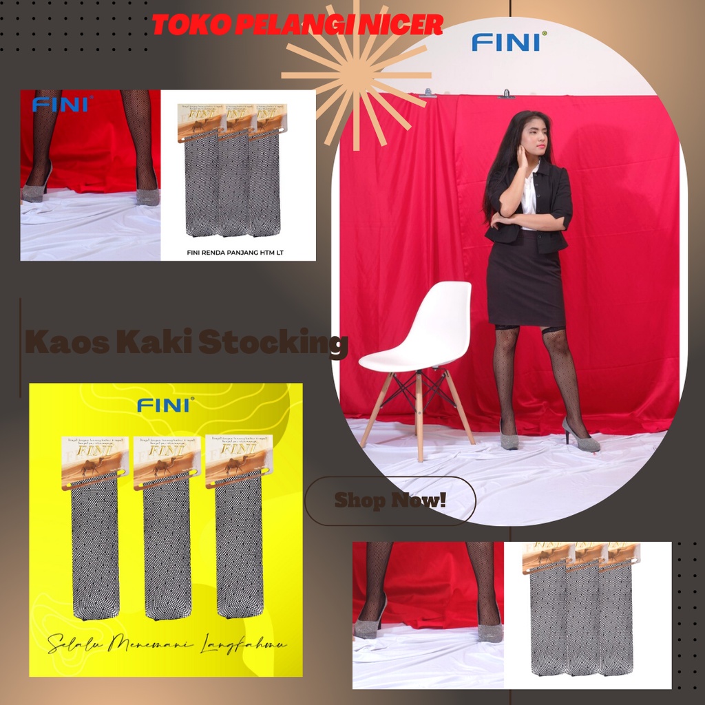 Stocking Jaring Renda Panjang HTM - Fini kaos kaki stocking renda hitam- Kaus Kaki stoking kerja