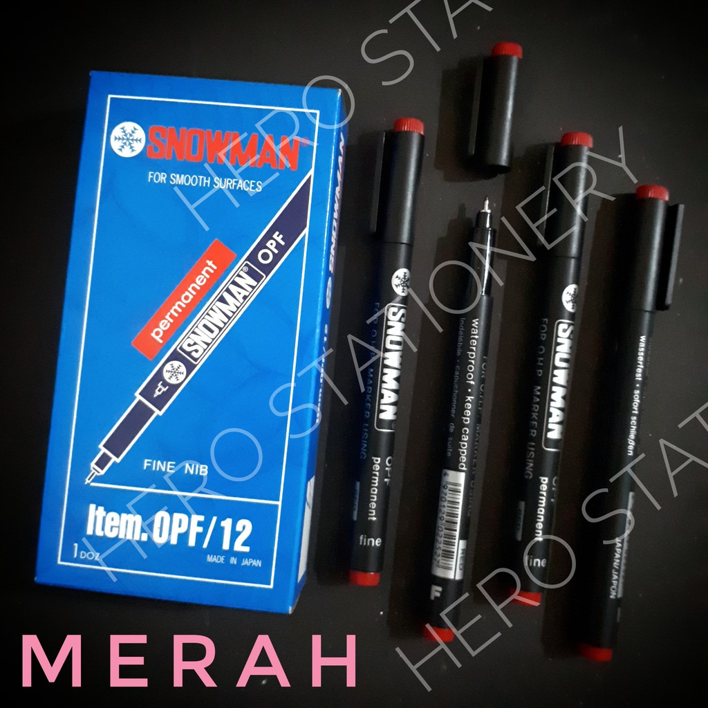 

Spidol marker permanen ohp snowman OPF / 12 tinta merah