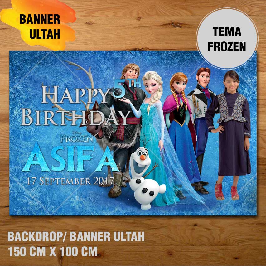 Frozen Banner Backdrop Spanduk Ulang Tahun Ul Tah Tema 1 5 M X 1 M Shopee Indonesia