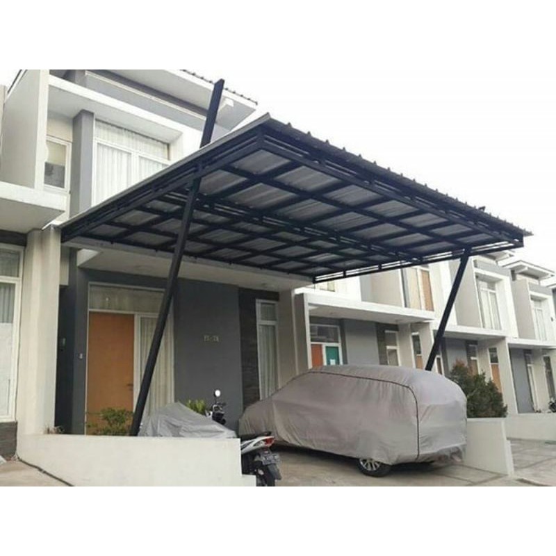 Kanopi besi atap spandek polos