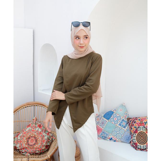 Atasan Wanita Muslim Original | Junia Blouse | Terminal Grosir - Army