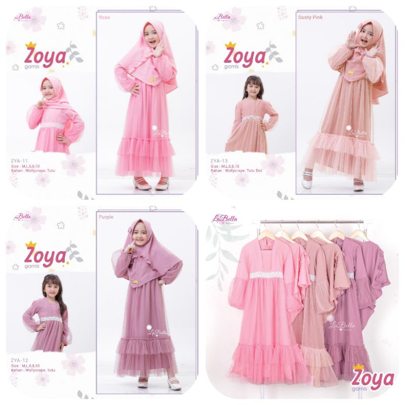 READY (3-11th) Gamis pesta anak ZOYA bahan tutu 2 layer by LaBella