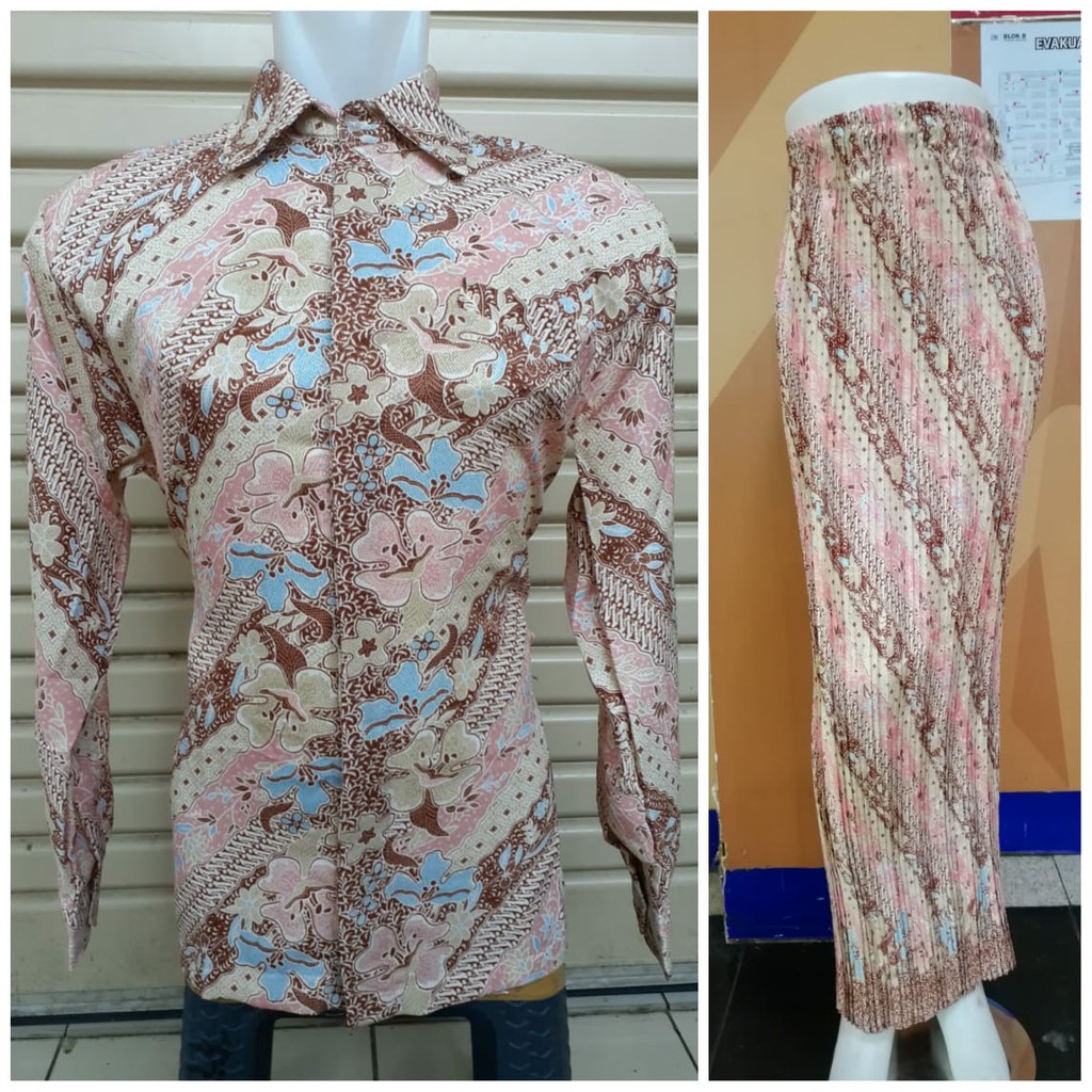 couple rok dan kemeja batik modern