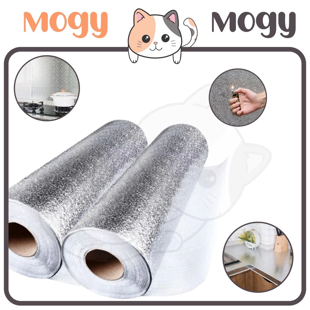 MOGYMOGY HL0208 Wallpaper Aluminium Foil Dapur Pelapis Tahan Panas Api Air Mudah Di Bersihkan