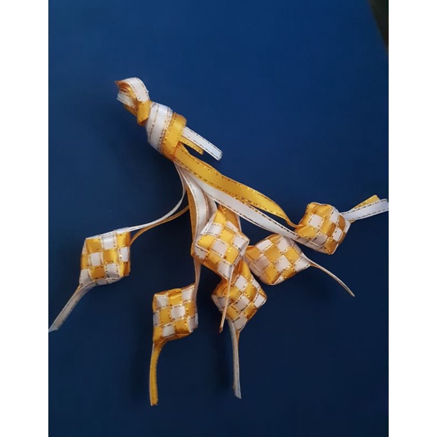 

ketupat mini pita satin 6 mm kuning putih