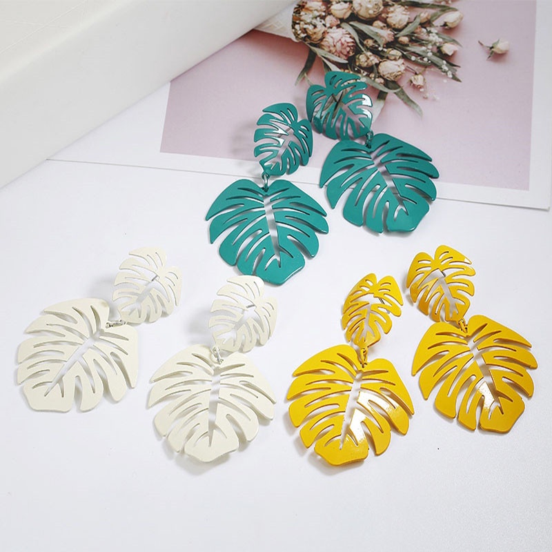 [ACKER] Fashion Korea Selatan Temperamen Berlebihan Retro Hipster Liar Berongga Daun Besar Anting-Anting Pantai