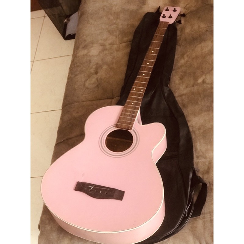 gitar bass akustik pink