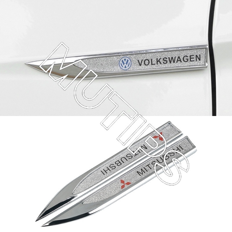 2pcs Stiker Logo Mitsubishi Lancer Pajero Outlander Bahan Metal Aksen Berlian Imitasi Untuk Pintu Mobil