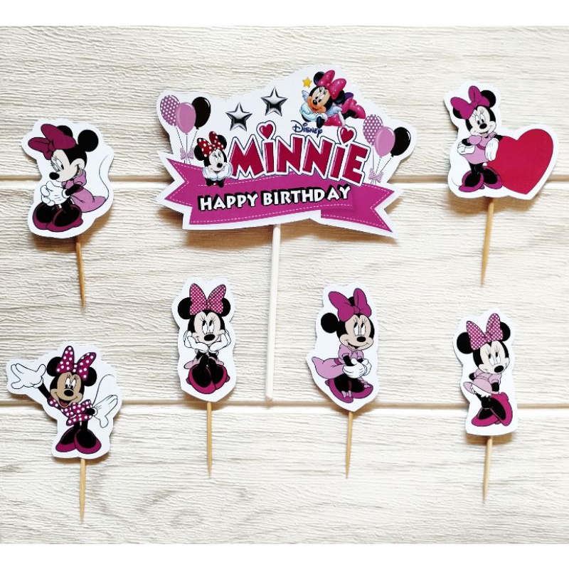 hiasan dekorasi kue cake topper ulang tahun karakter Minnie Mouse