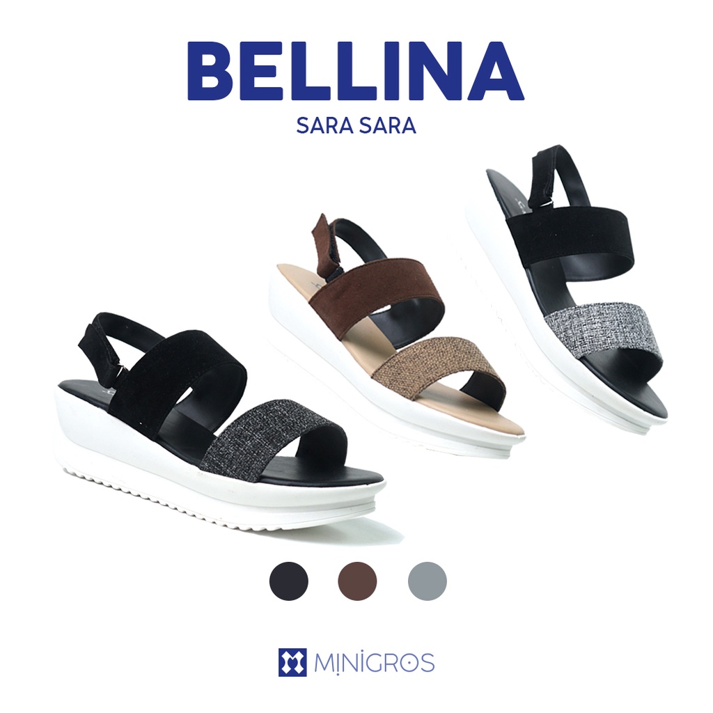 Sara Sara BELLINA Sandal Wedges Wanita Kekinian Sendal Cewek Tali Belakang Hak Platform Terbaru