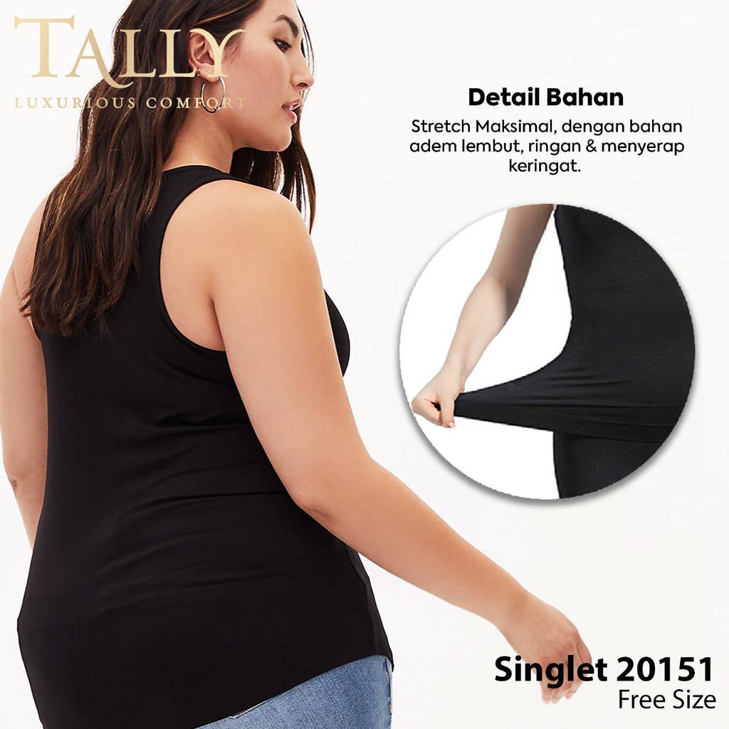 TALLY Singlet Wanita Katun Modal Fit to XL - XXL Tanktop Polos Nyaman Dipakai 20151-1