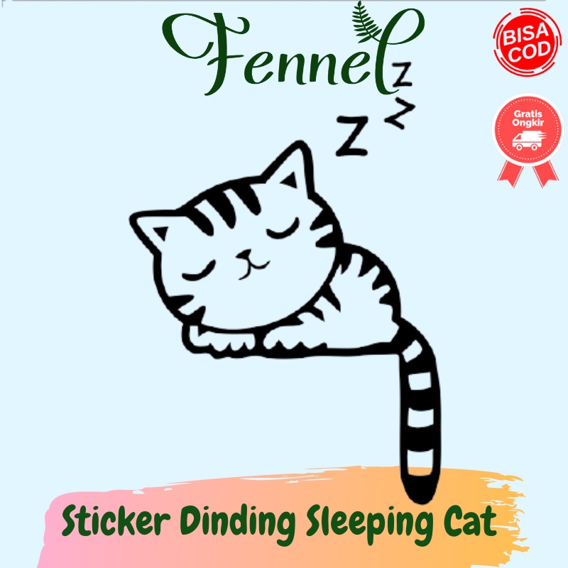 Sticker Wallpaper Saklar Dinding Sleeping Cat