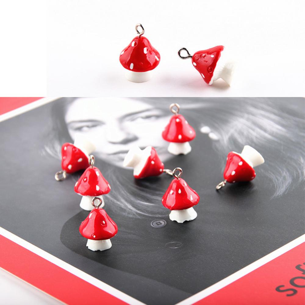 NICKOLAS1 Diy Perhiasan Aksesoris Aksesoris Fashion 3D Jamur Merah Resin Gantungan Kunci Sayuran DIY Anting-Anting