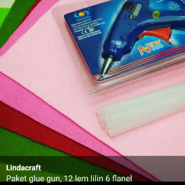 Paket flanel + alat tembak + lem