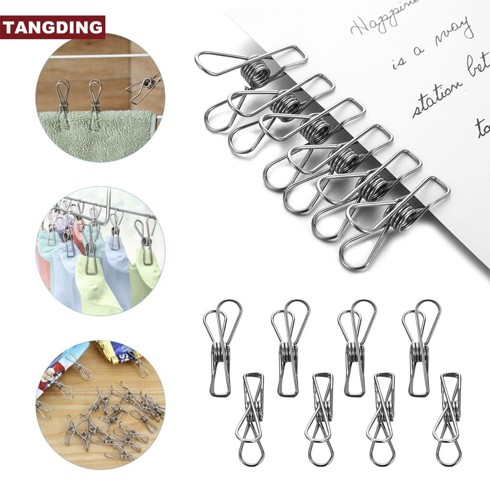 【COD Tangding】20/40/60pcs Stainless Steel Washing Line Clothes Pegs Hang Pins Metal Wire Clips Clamps