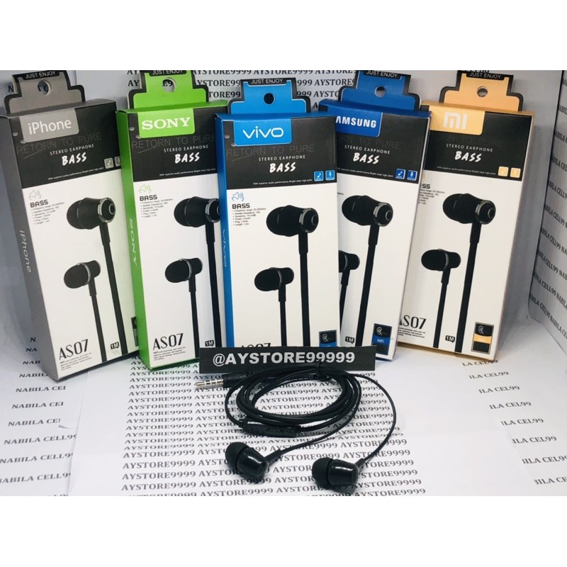 PROMO HF/HEADSET HANDSFREE BRANDED AS07 BASS MURAH MERIAH