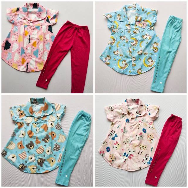 SETELAN KEMEJA TUNIK LEGGING ANAK POLYMIKRO  2TH-6TH