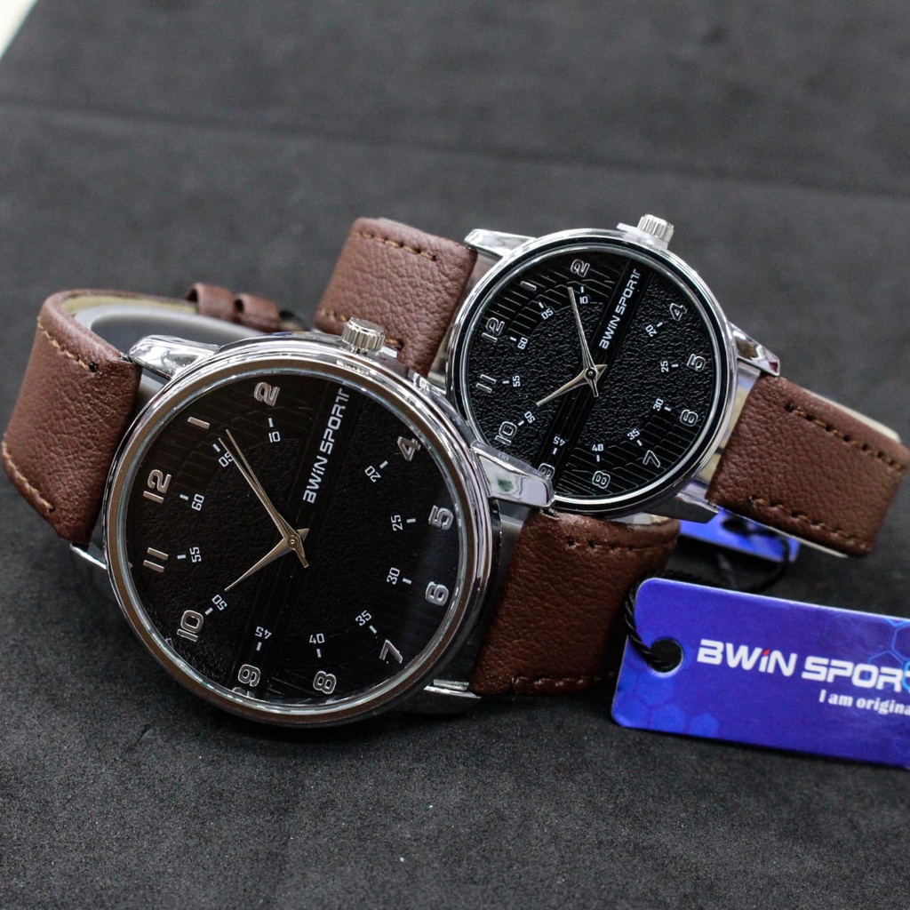 JAM TANGAN COUPLE SERIES AWINSPORT TALI KULIT TERBARU/JAM TANGAN FASHION KEKINIAN/