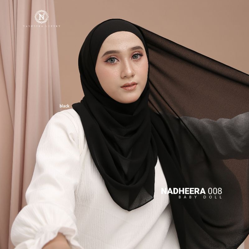 Nadheera 008 | N008 Pasmina baby doll | pasmina hitam | pasmina terlaris