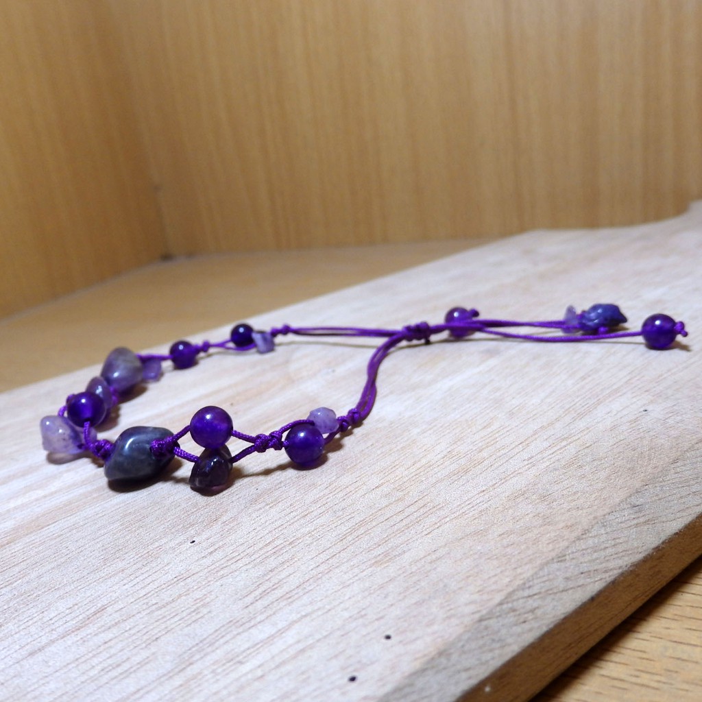 Gelang Handmade Rajarta Kaki Tangan Kenyamanan Batu Amethyst Kecubung Ungu