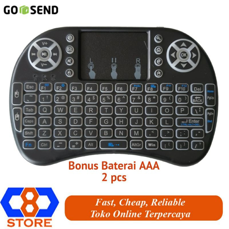 KEYBOARD MINI I8 KEYBOARD ANDROID TV BOX KEYBOARD SMART TV BATERAI AAA