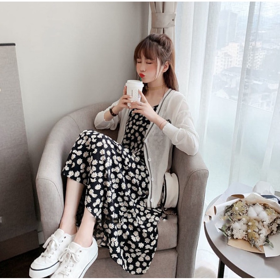 BEFAST - ZEC OOTD Dress Wanita JIYEON / Dress Korea Flora / Dress Motif Daisy /Dress Wanita Kekinian / Dress Ke Pantai