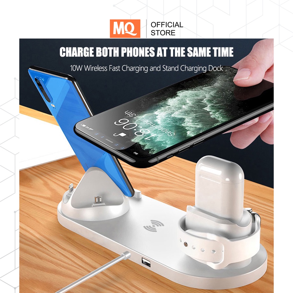 MQ Wireless Charger Dock 6 In 1 Fast Charging Stand Universal