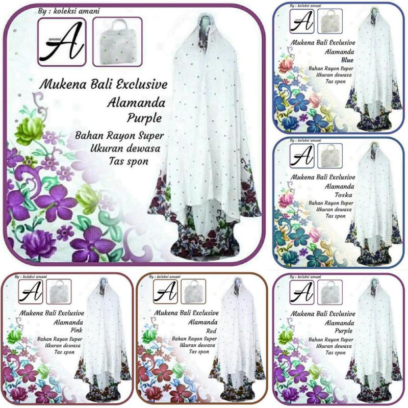 Mukena bali (katun rayon) motif bunga Alamanda