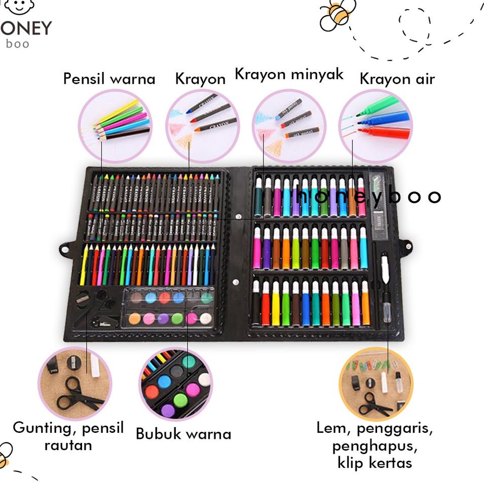 

CuP㊠ Honey Boo - Krayon Anak Set Koper 150 in 1 Crayon Full Alat Melukis Mewarnai Set |Discon now