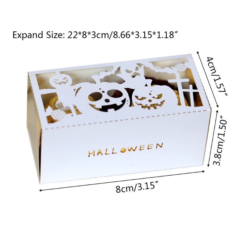 Zzz 100Pcs Kotak Permen / Cokelat Desain Labu / Hantu / Kelelawar Hollow Out Untuk Pesta Halloween