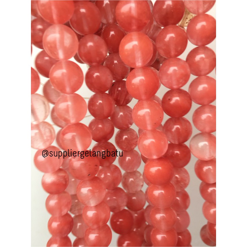 CHERRY QUARTZ 12mm dark pink beads manik batu alam renceng akik besar crafting aksesoris pria wanita