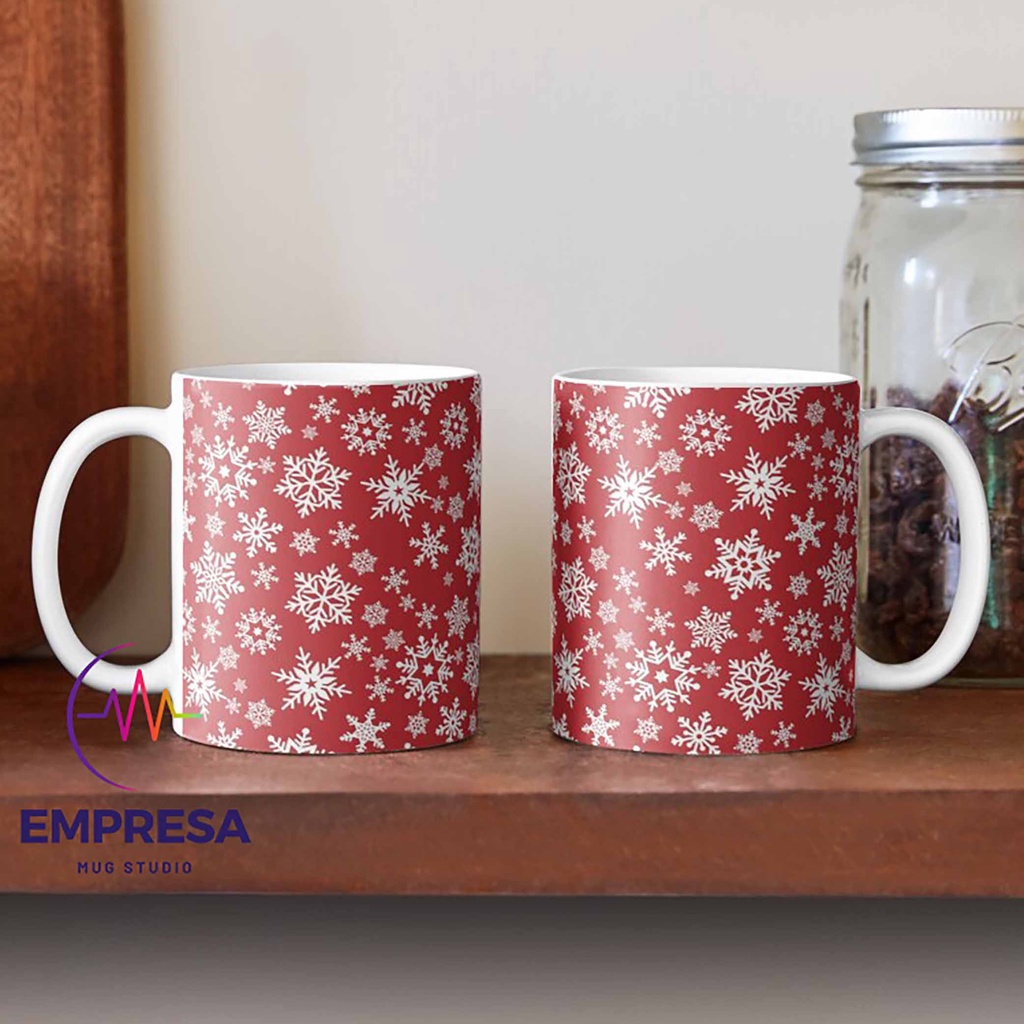Red Snowflake Coffee Ceramics Mug