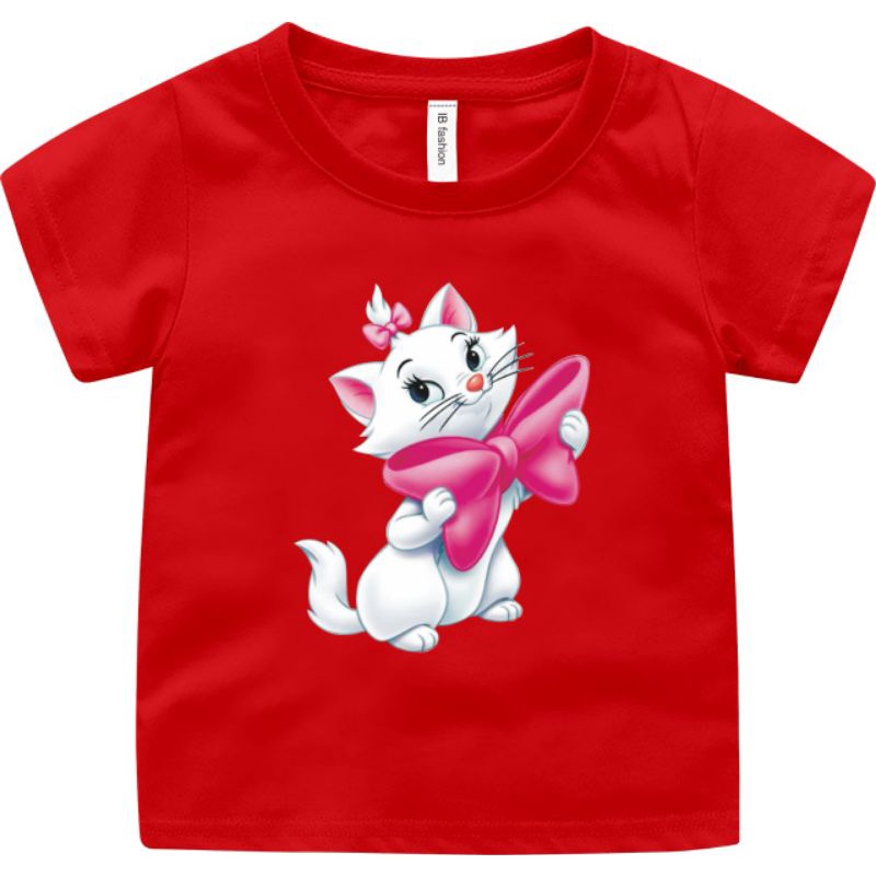 Kaos Anak Perempuan kucing Pita Baju Anak Cewek T-shirt anak Atasan Anak 2-10 Tahun