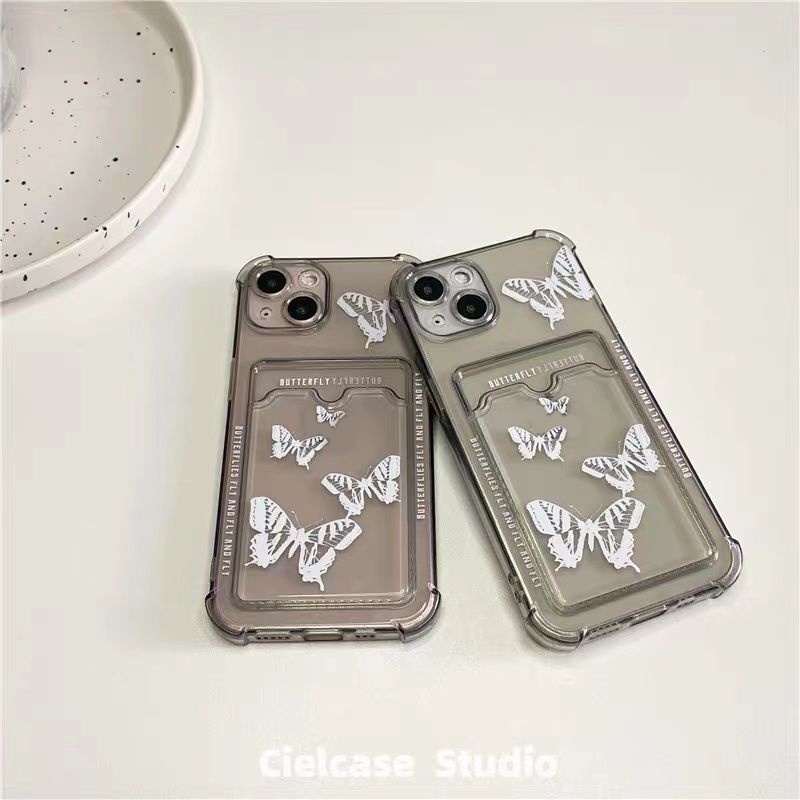 Soft Case Silikon TPU Transparan Shockproof Motif Butterfly Untuk IPhone 13 12 Mini 11 10 Pro XS Max X XR 8 7 6 6S Plus SE 2020