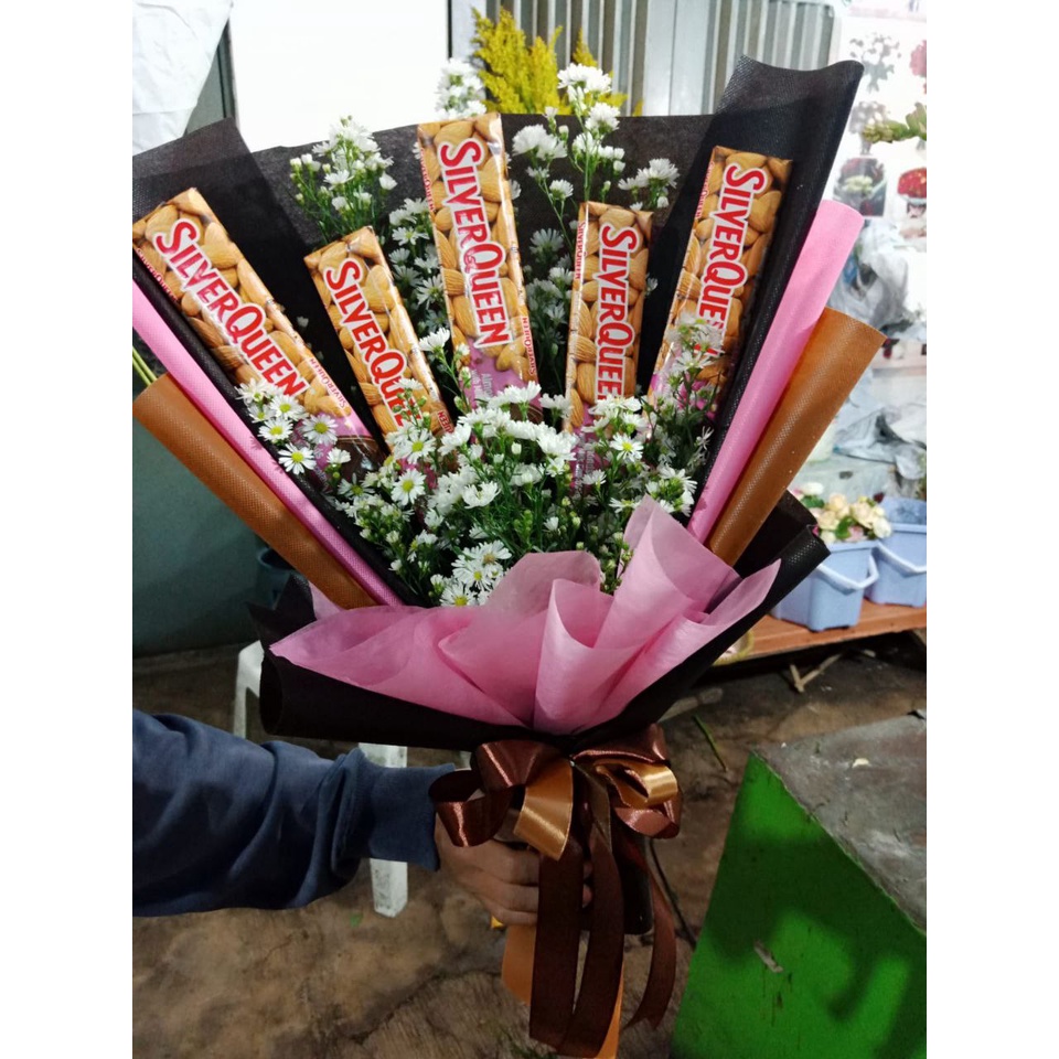 HAND BUKET BUNGA ASLI COKLAT