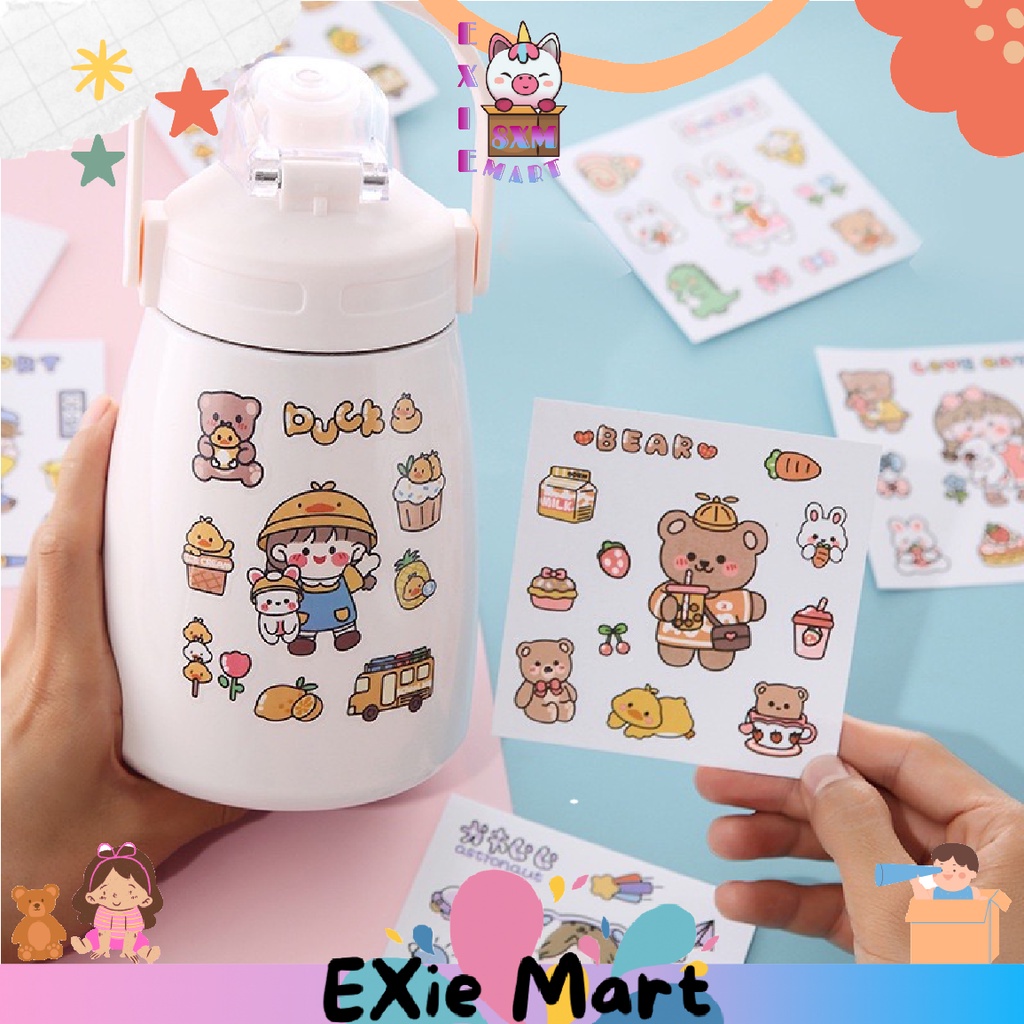 

STIKER MOTIF KARTUN LUCU KOREA - STIKER BOTOL MINUM - STICKER KARAKTER SET - STIKER WATERPROOF