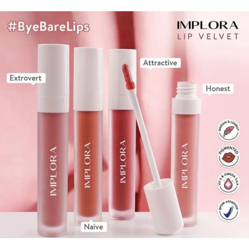 ✿ELYSABETHME✿ IMPLORA LIP velvet cream lipstick cair mattee ombre lips bibir hasil lembab tidak bikin kering mengelupas