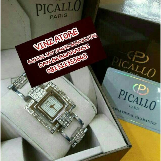 JAM TANGAN WANITA CEWEK PICALLO PARIS PC5572 SILVER ORIGINAL
