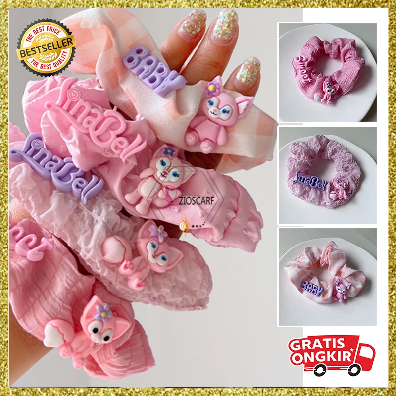 Ikat Rambut Scrunchie Anak Perempuan Teks SWEET Motif Rubah Aksesoris Hiasan kunciran Rambut lucu AK197