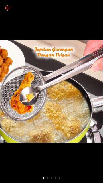 Jepitan Gorengan Dengan Tirisan Minyak Tebal 1mm- Bahan Stainless