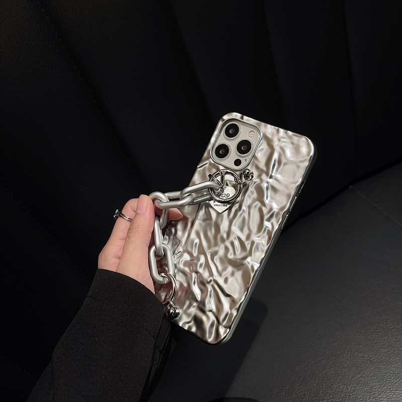 Trendy tin foil silver buckle chain iPhone 12 anti-drop phone case iPhone 11 12 Pro Max XR XSAMX SE 7 8 plus