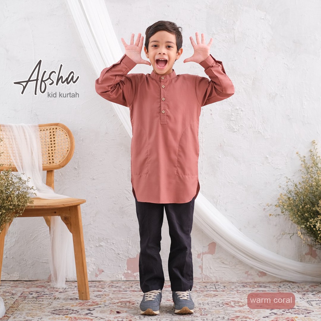 Riskirich Afsha Kurta kids Baju Koko Muslim Anak Laki-Laki Lengan Panjang Katun Toyobo Original